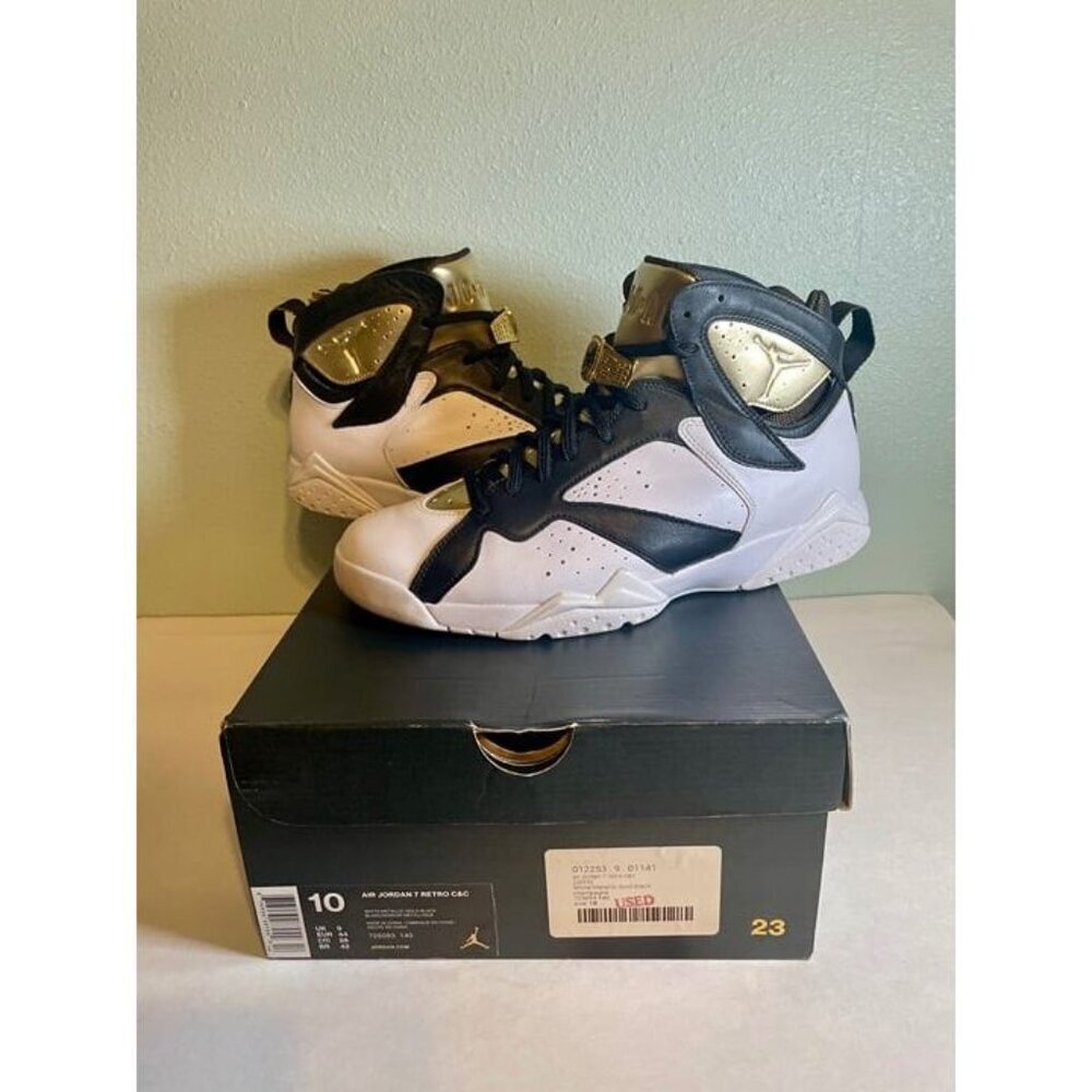 Air Jordan 7 Retro Champagne 725093-140 White, Black Metallic Gold Men’s Size 10